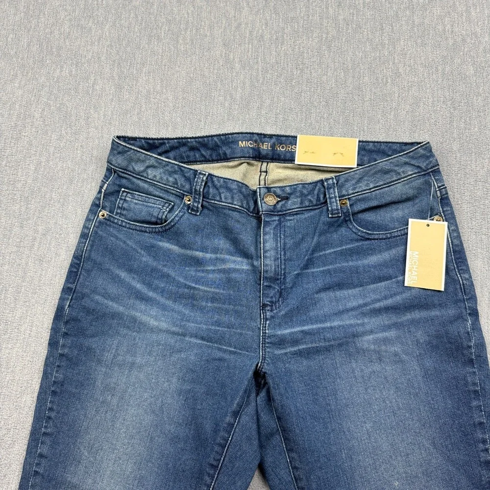 Michael Kors Jeans Women 8 Blue Izzy Skinny Raw Release Fray Hem Denim Pants NWT